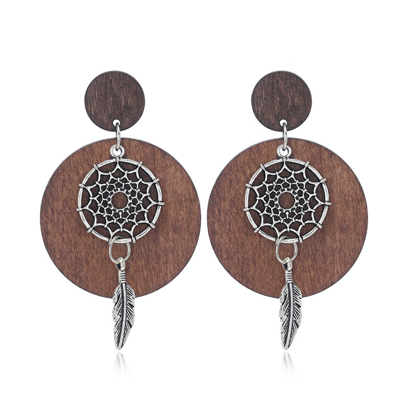 Pendientes de madera huecos geométricos al por mayor