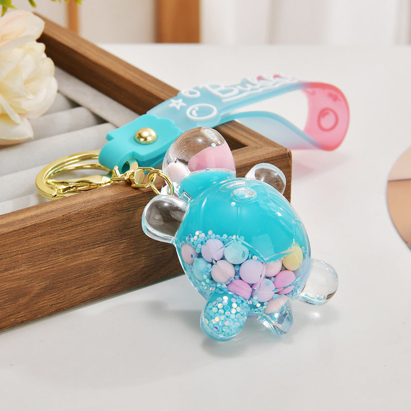 Wholesale Acrylic flowing sand turtle keychain