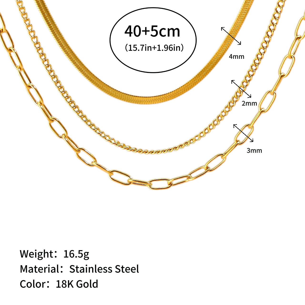 Wholesale Simple Layered Stainless Steel Thick Chain Necklace