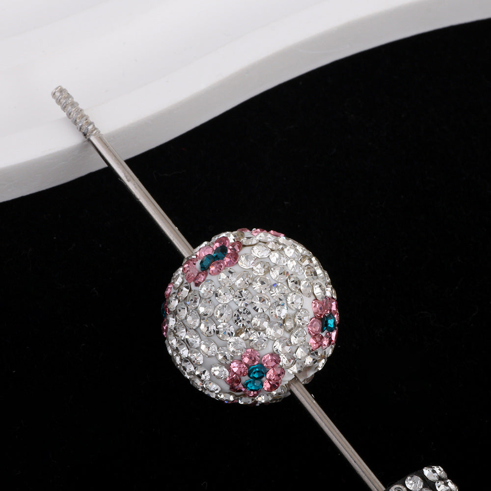 Wholesale 2CM Classic Leopard Print Round Beads with Large Hole,  Polymer Clay Straight Hole Beads,  DIY Phone Keychain Necklace Accessories