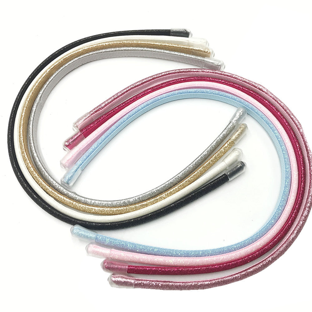 Wholesale Glitter powder retro temperament versatile transparent leather case 0.8cm headband