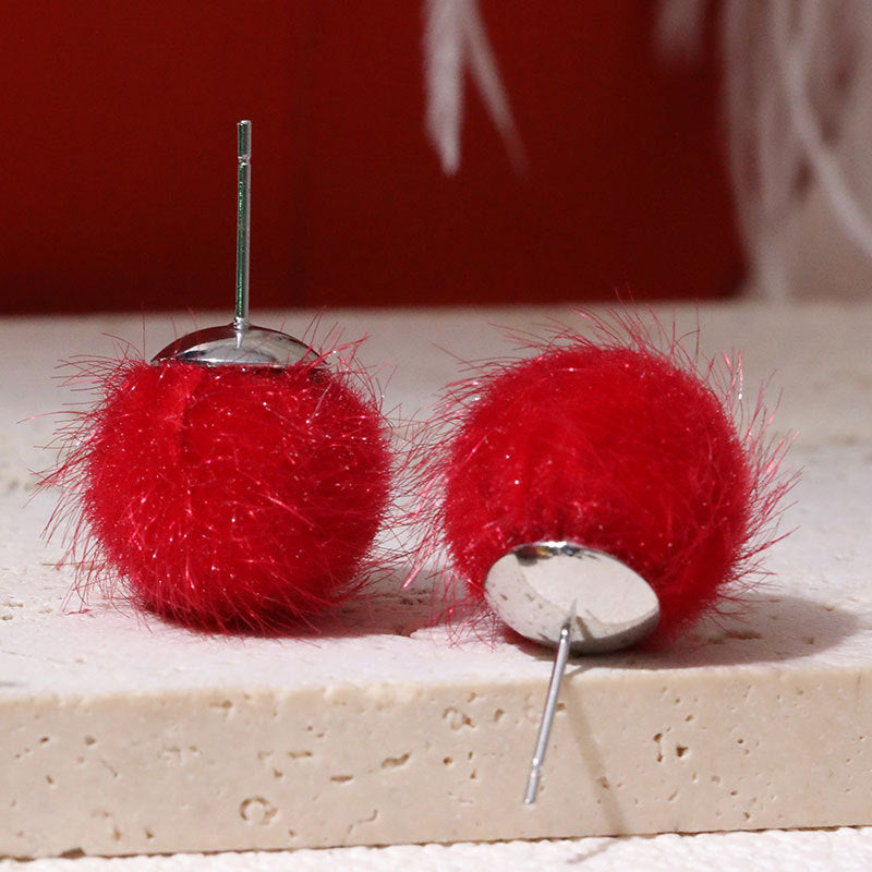 Wholesale Fur Ball Earrings