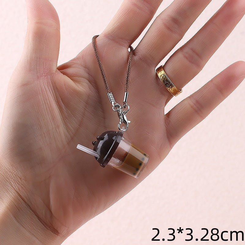 Wholesale Cat head pearl milk tea cup pendant