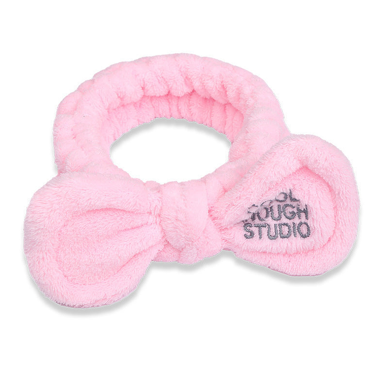 Wholesale Plush Embroidered Letters Rabbit Ears Bow Wide Brim Headband