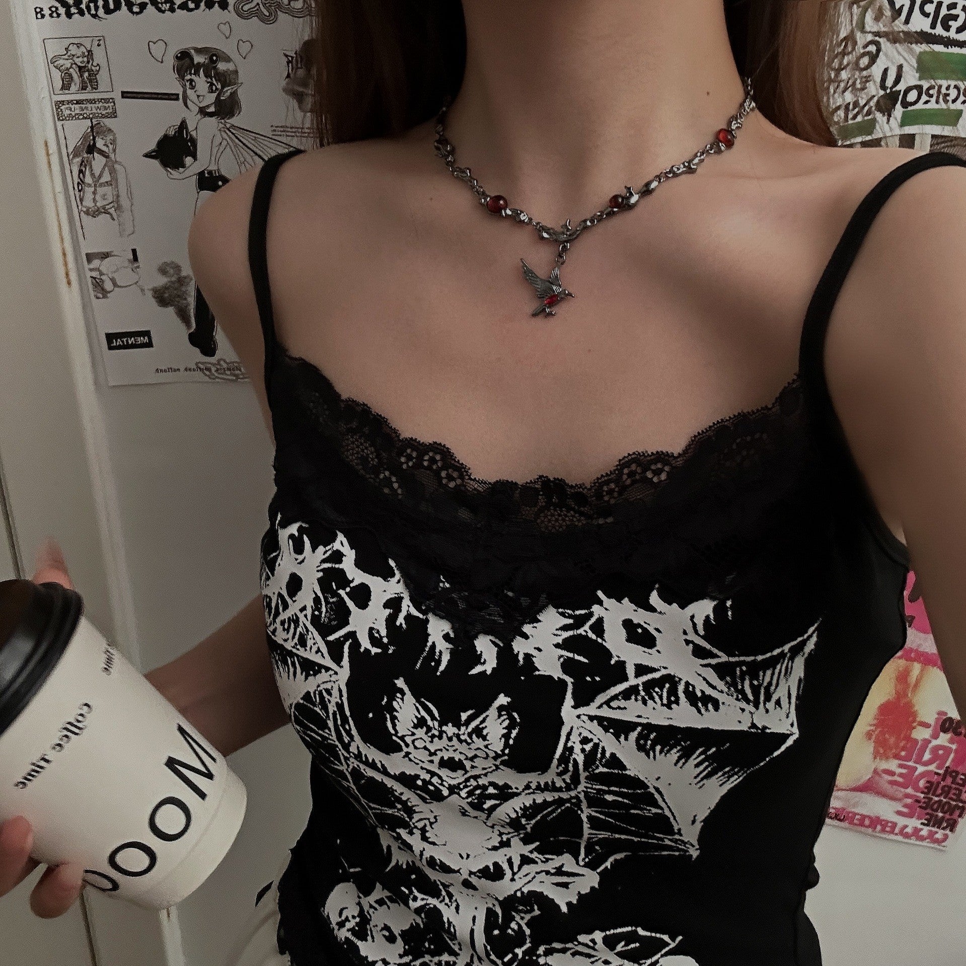 Wholesale Vintage Dark Cross Bead Necklace