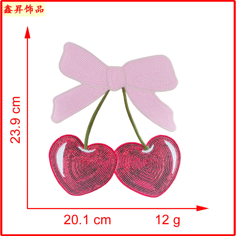 Wholesale personality exquisite cherry cherries beads sequins embroidered patch cloth stickers clothes