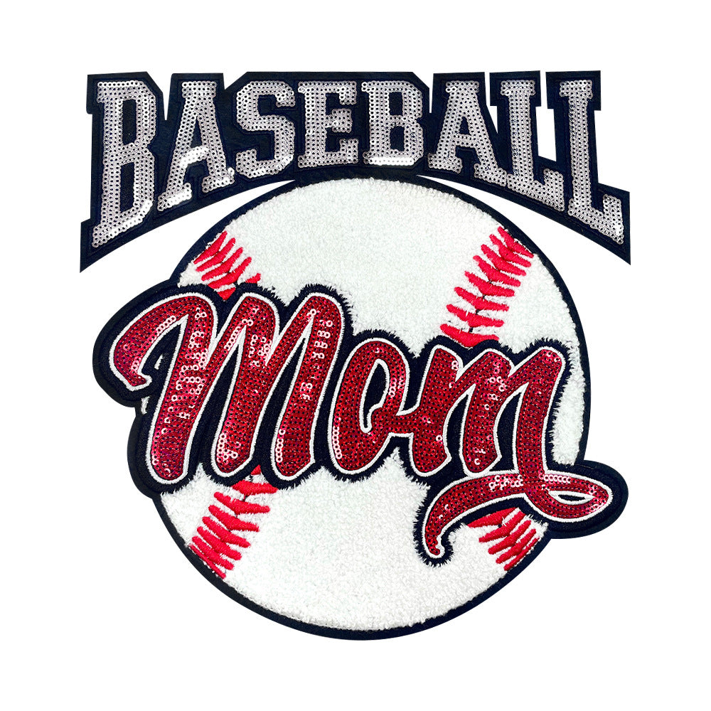 Wholesale Baseball Mom Embroidered Patch Red Hot Melt Glue Baseball Theme Decorative Fashion Accessory For Coats Gift Boutique Resale