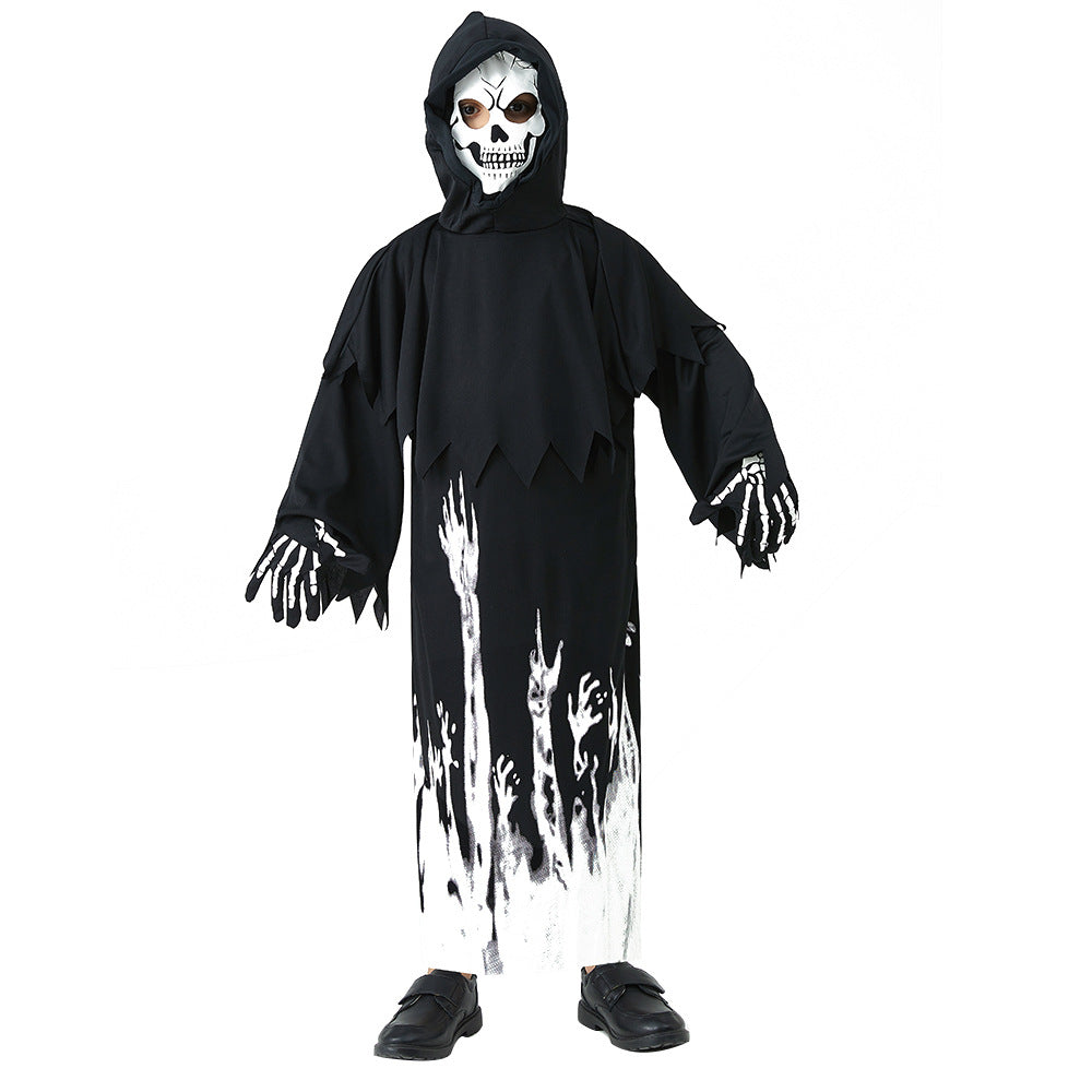 Wholesale Popular Glow-in-the-dark Grim Reaper Children's Halloween Party Cosplay Character Performance Costumes