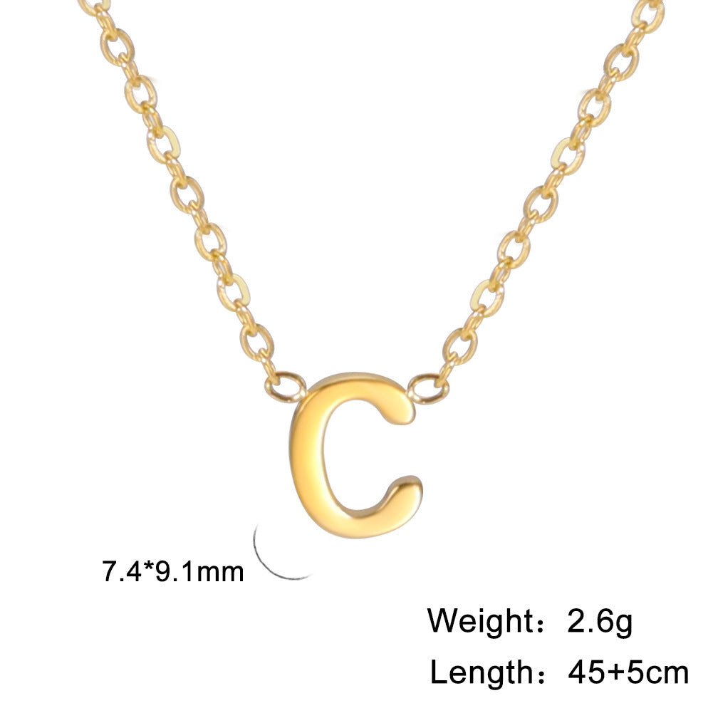 Wholesale 26 Letter 18k Genuine Gold Electroplating Non Fading Stainless Steel Necklace