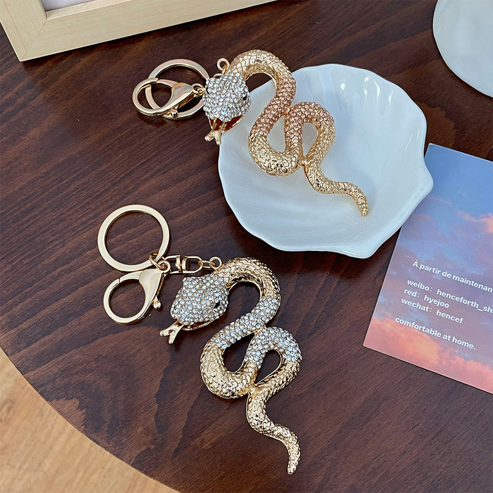 Wholesale Zodiac Diamond Snake Pendant Car Keychain Year of the Snake Gift Women's Bag Pendant Accessories Key Chain