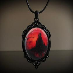 Wholesale Vintage Gothic style bat castle crow cross blood black cat church cemetery vampire vintage necklace