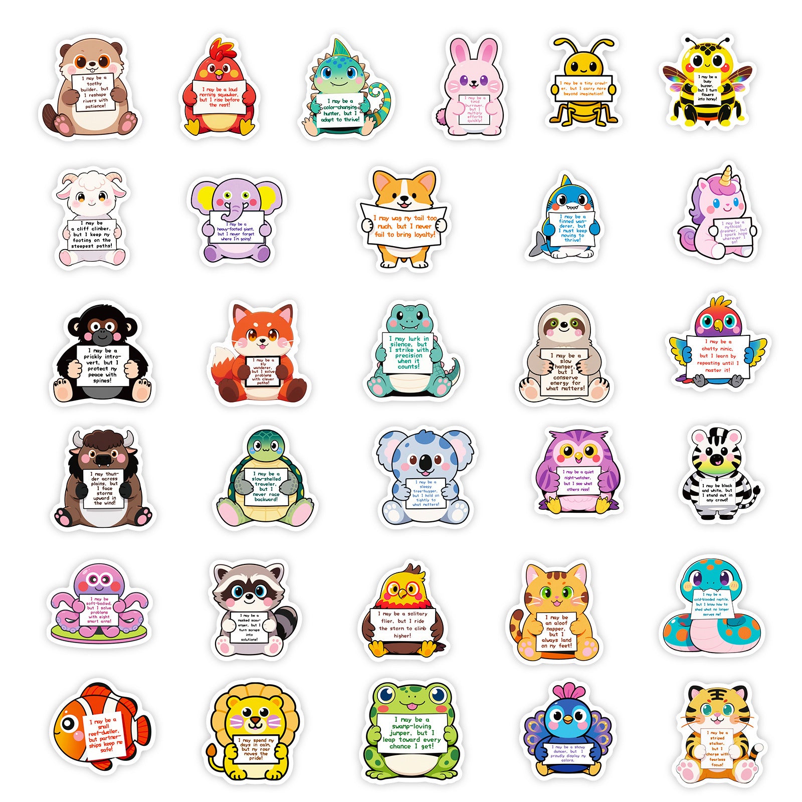 Wholesale 56PCS/ PACK Cartoon Animal Motivational Text Stickers