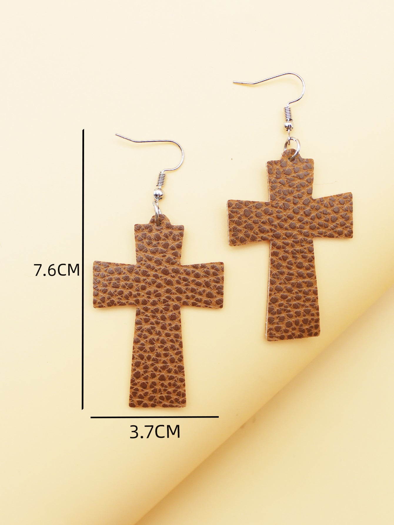 Wholesale Cross Retro Polo Dot Leather Cross Earrings