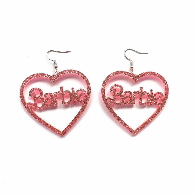 Wholesale Valentine's Day Love Hollow Pink Acrylic Earrings