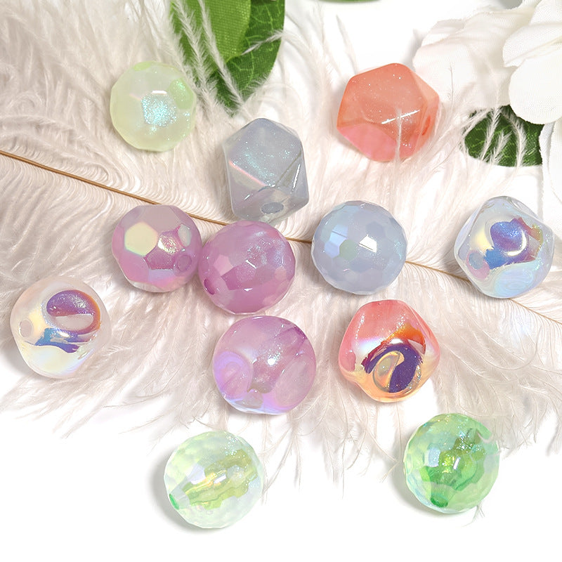 Wholesale  Random 100pcs/pack  Luminous Acrylic Faceted Acrylic Beads