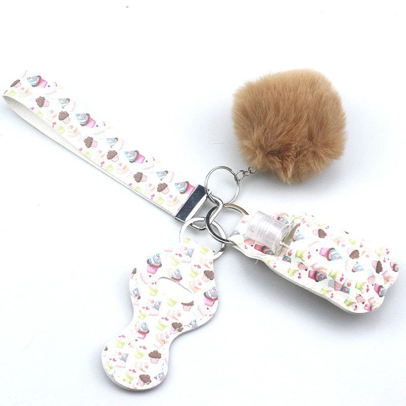 Wholesale PU Leather Case Empty Bottle Keychain Accessory Set