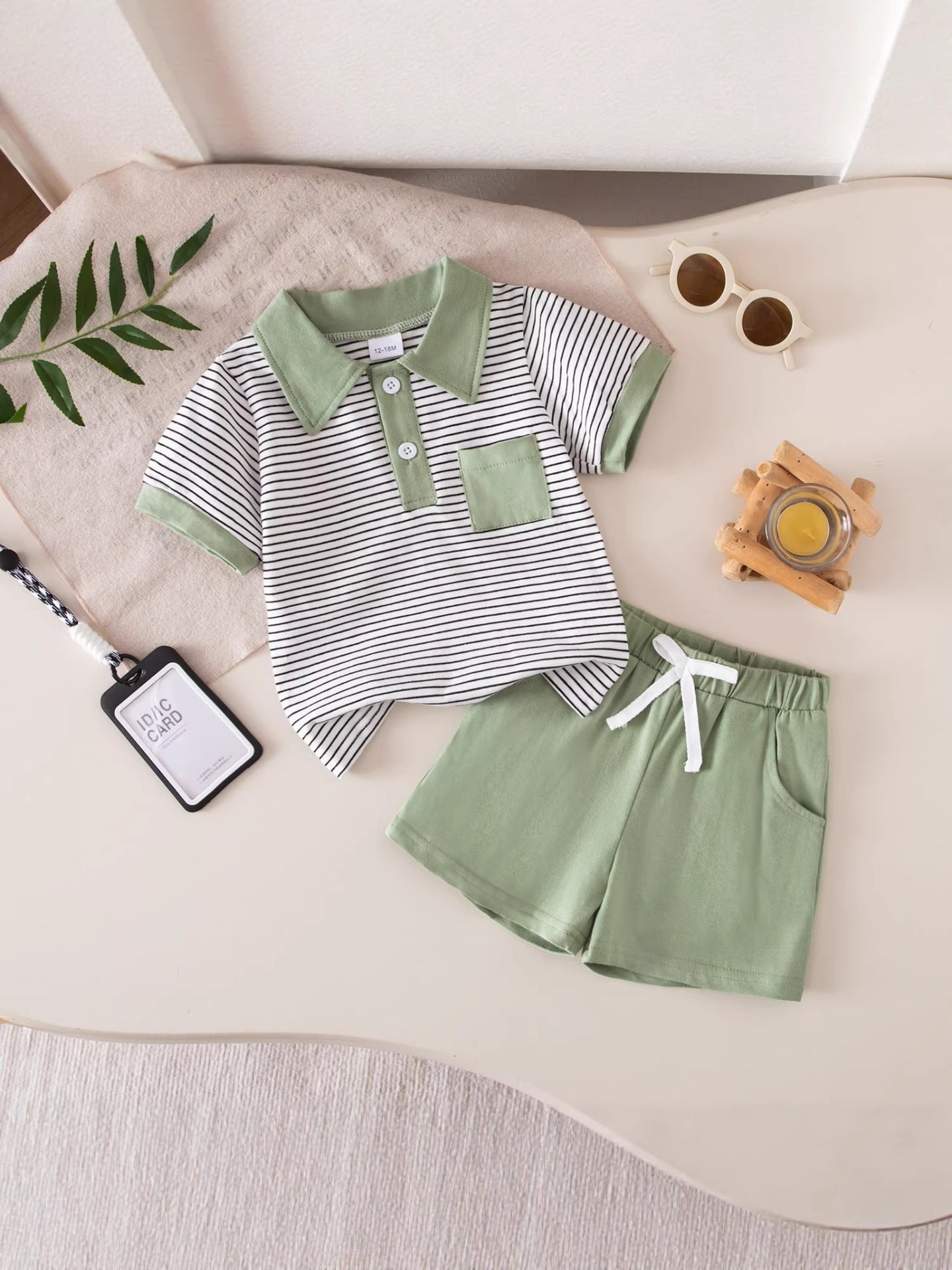 Wholesale Stylish Boys Summer Striped Short Sleeve Top And Shorts Set Everyday Casual Outfit For Kids 3 8 Gift Resale