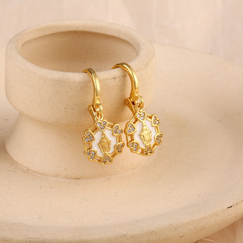 Wholesale Oil Drops Heart Flowers Copper Earrings