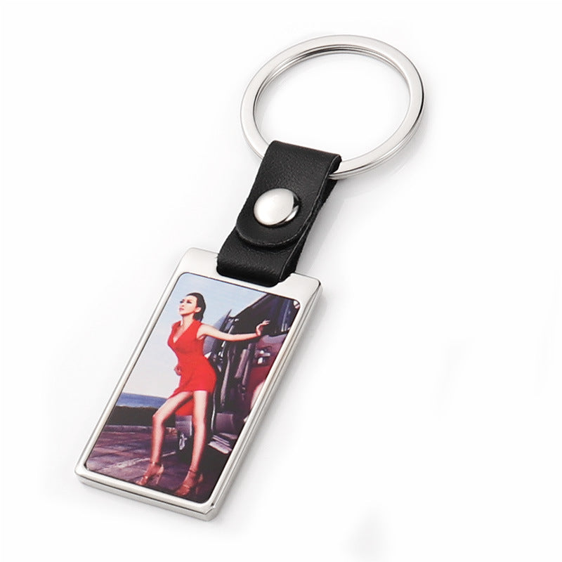Wholesale 10PCS Zinc Alloy DIY Creative Gift Blank Leather Buckle Photo Frame Keychain