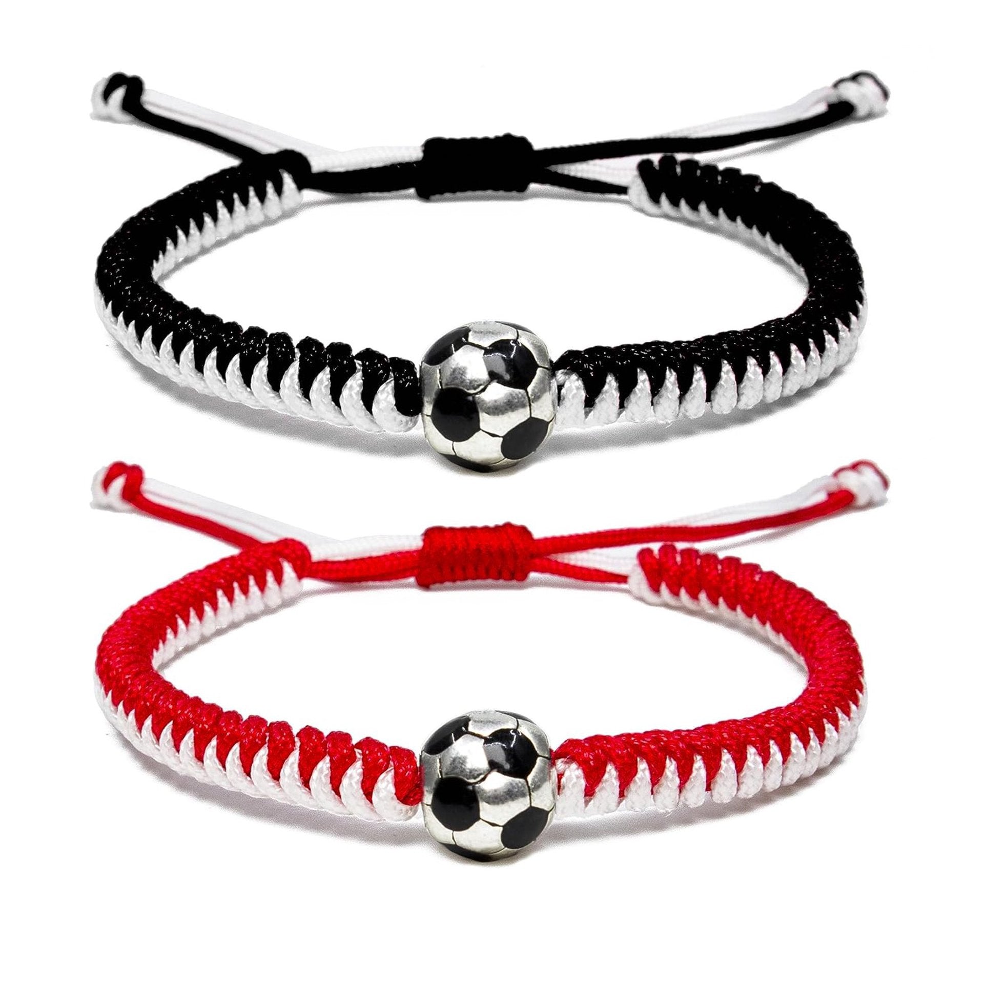 Wholesale Couple Adjustable Wax Rope Football Braided Alloy Bracelet