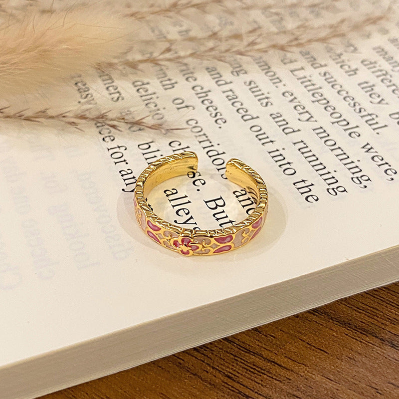 Wholesale Flower bud colored enamel drip pattern ring