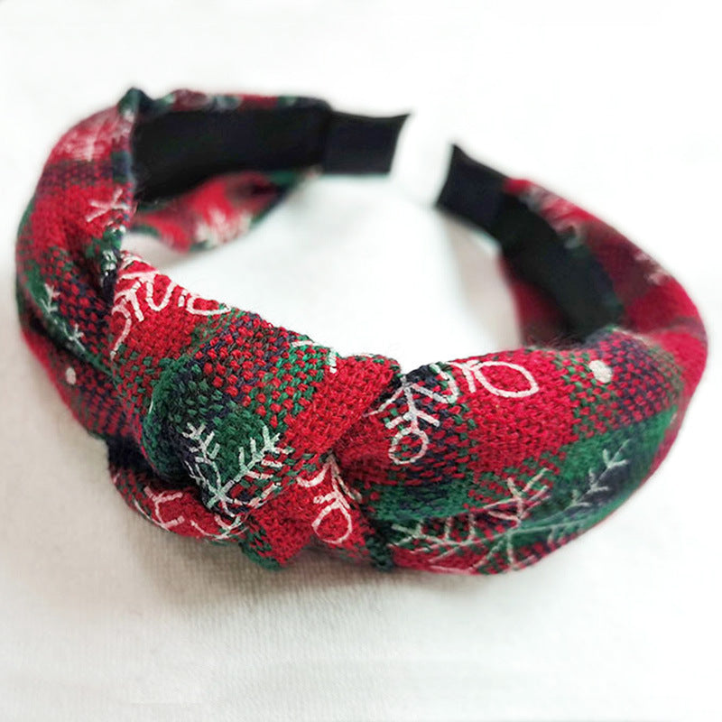 Wholesale Christmas Series Plaid Bow Cloth Headband
