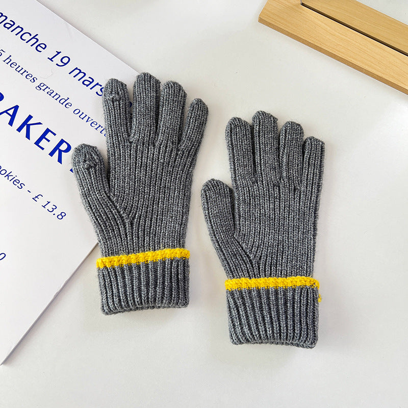 Wholesale Contrasting Edge Knitted Fingerless Touch Screen Gloves