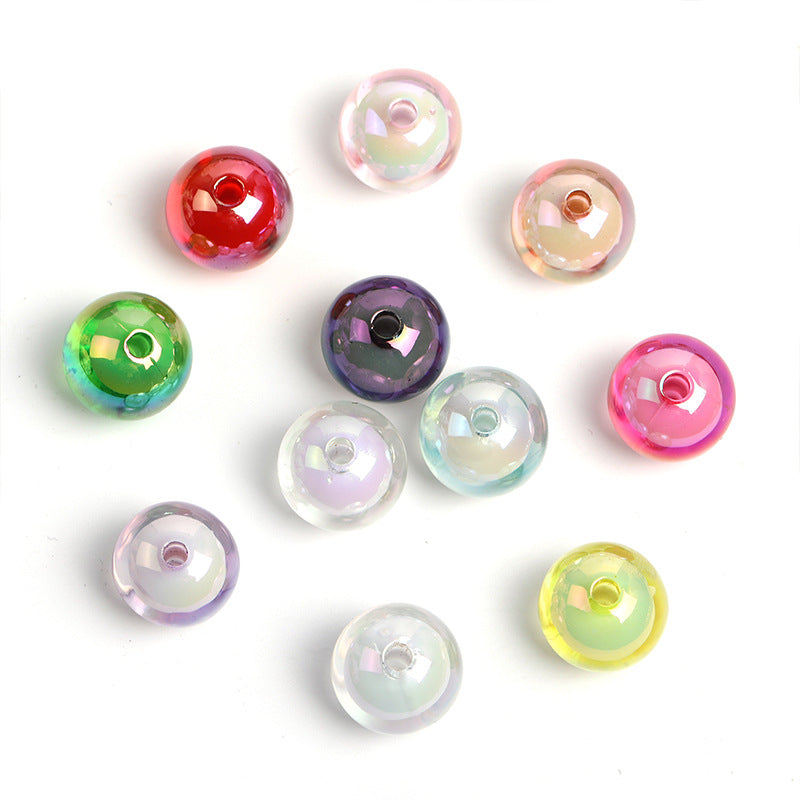 Wholesale 100pcs16mm Transparent Beads Medium Beads UV Electroplated Acrylic Round Beads