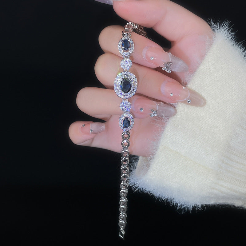 Wholesale Colored oval zircon diamond encrusted bracelet