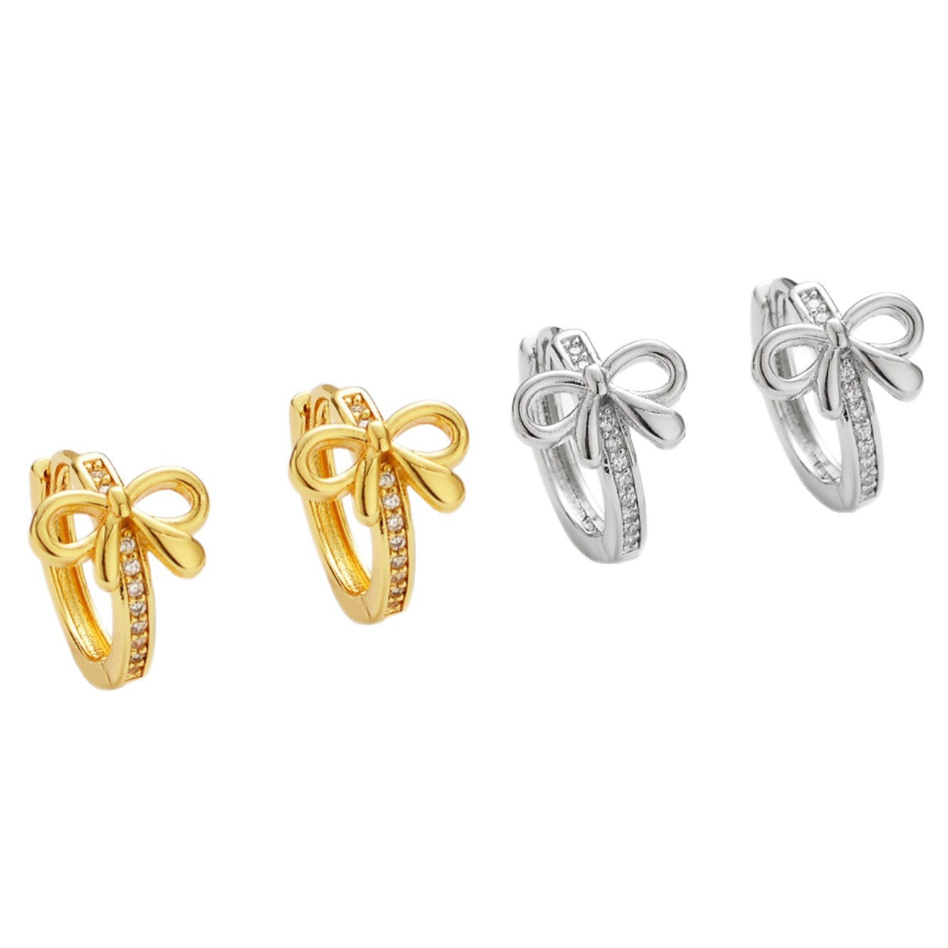 Wholesale Zircon Small Fresh Bow Earrings Simple Versatile Women' s Earrings