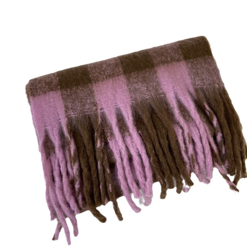 Wholesale Autumn and Winter Tassel Polyester Plaid Scarf