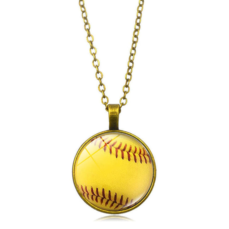 Wholesale Soccer Basketball Volleyball Time Gemstone Pendant Alloy Necklaces