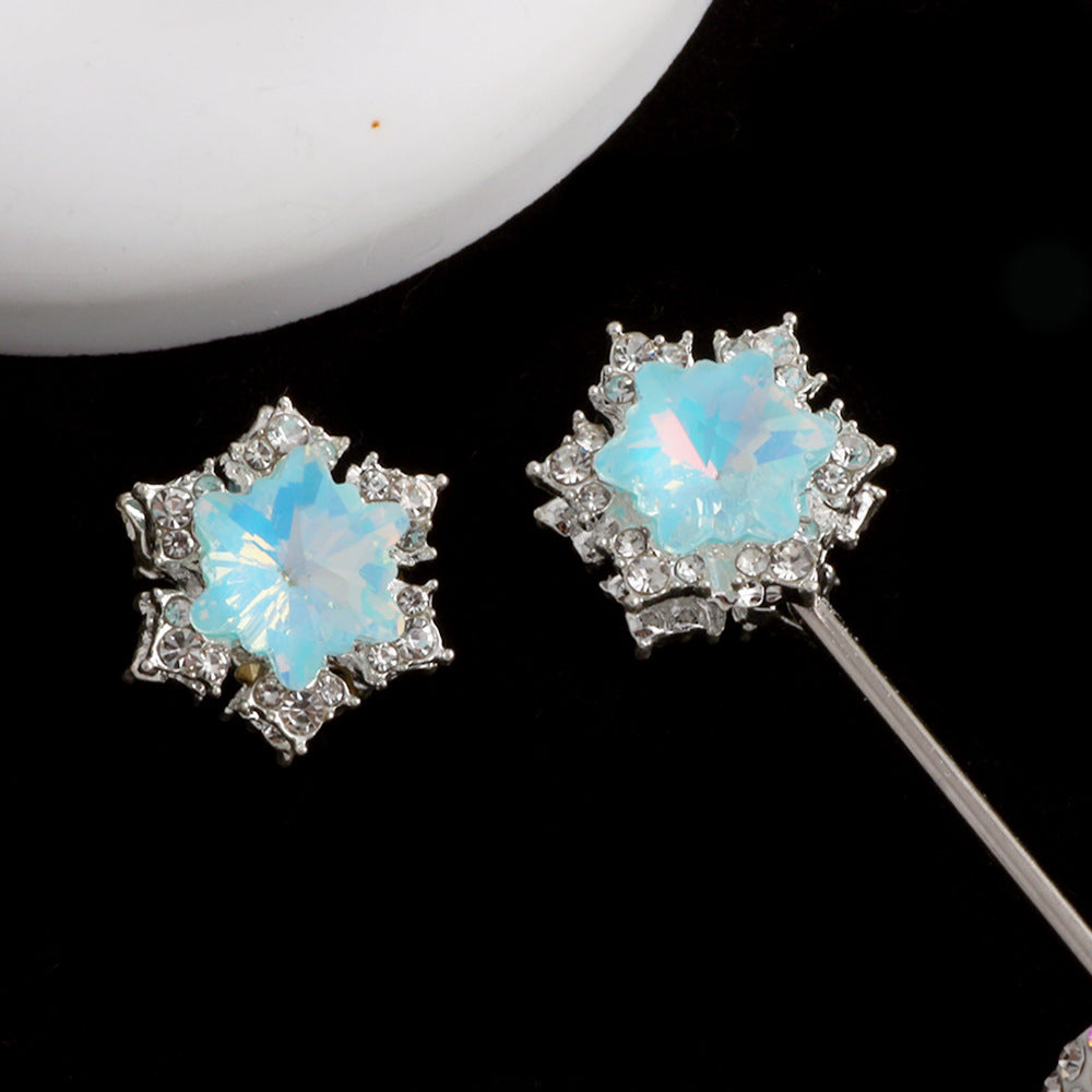 Wholesale Double-sided Alloy Hexagonal Star Snowflake Zircon Straight Hole Beads