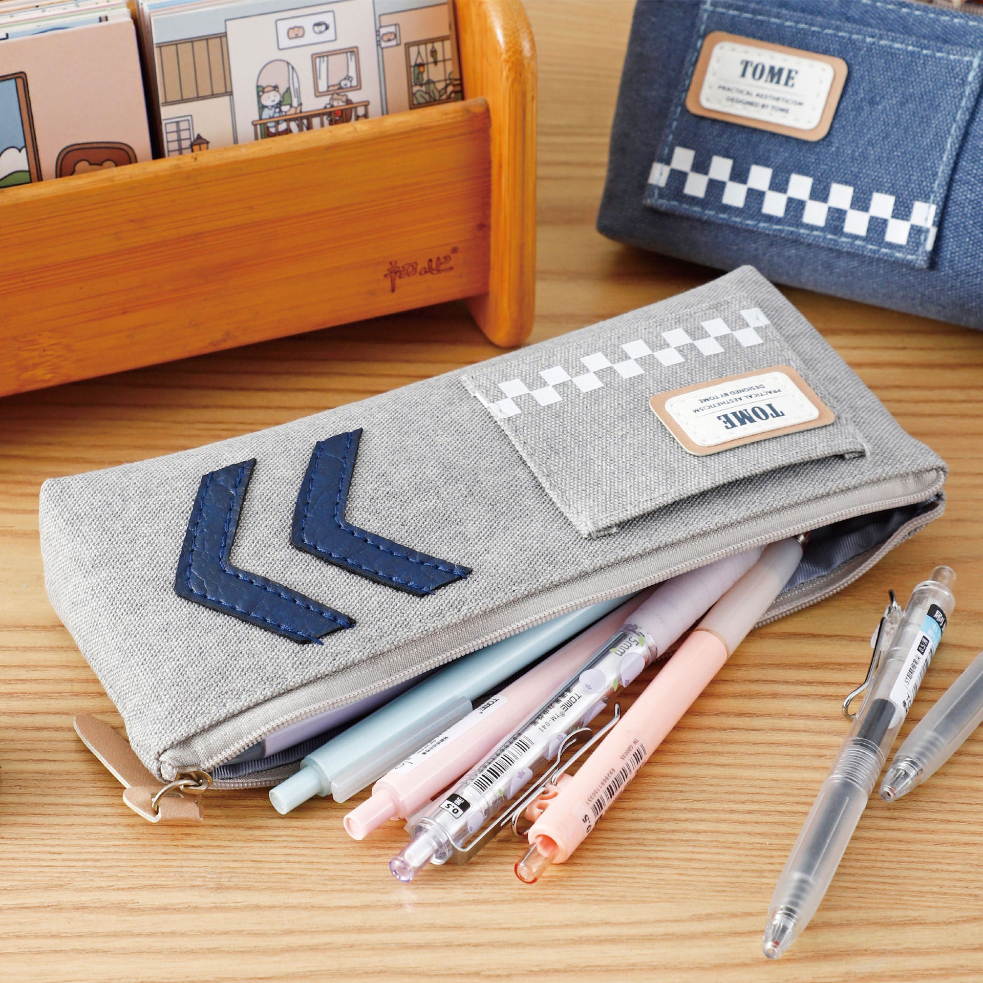 Wholesale High-capacity Zipper Canvas Pencil Case