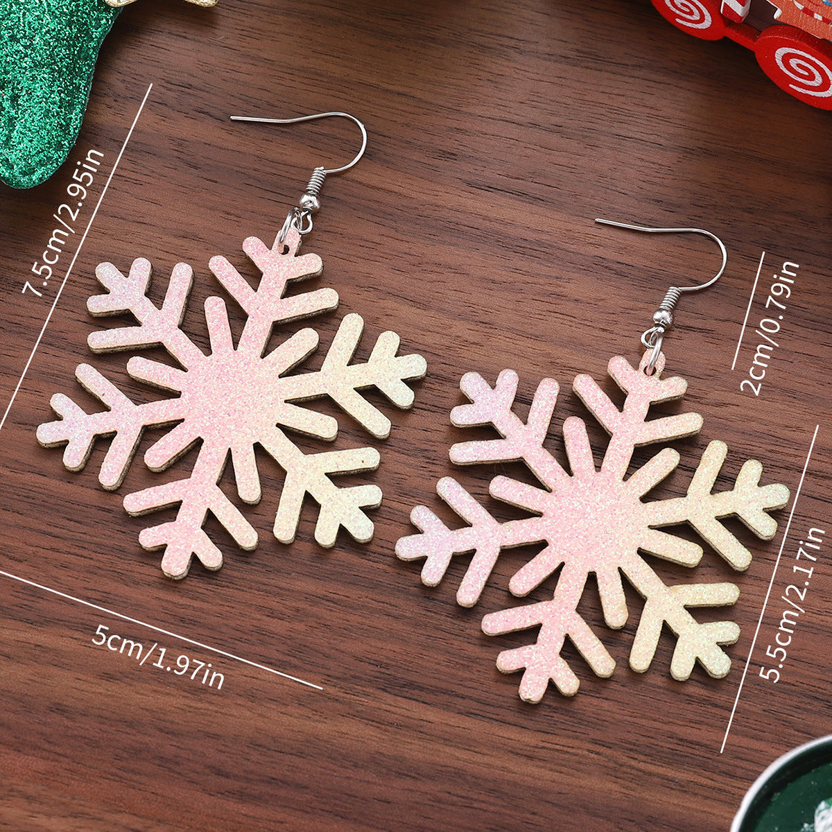 Wholesale Christmas sequined leather Christmas earrings
