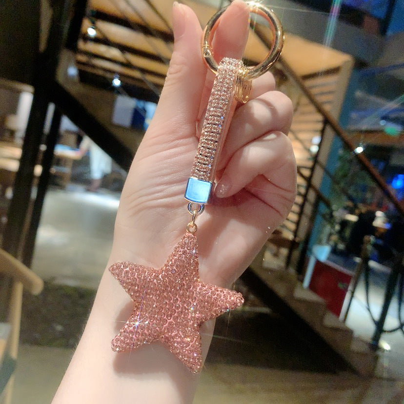 Wholesale Double-sided Diamond Studded Five Pointed Star Keychains