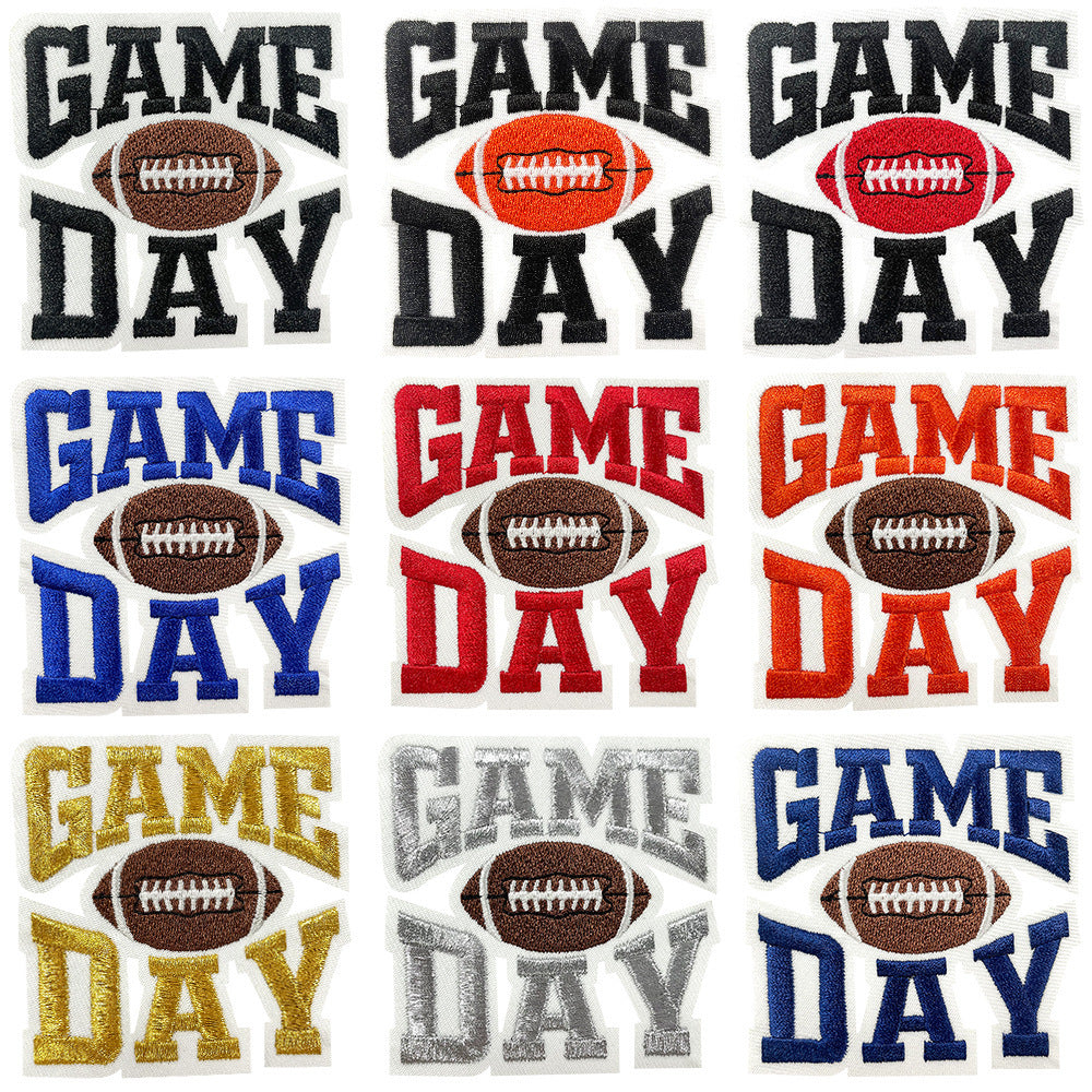 Wholesale Game Day Football Embroidery Patches 9 Styles DIY Iron On Decorative Accessory For Coats Bags