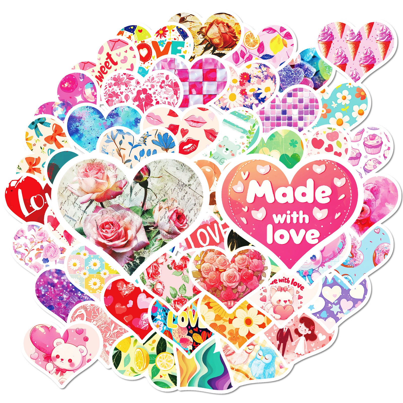 Wholesale 50pcs Cartoon Valentine' s Day Love Graffiti Stickers