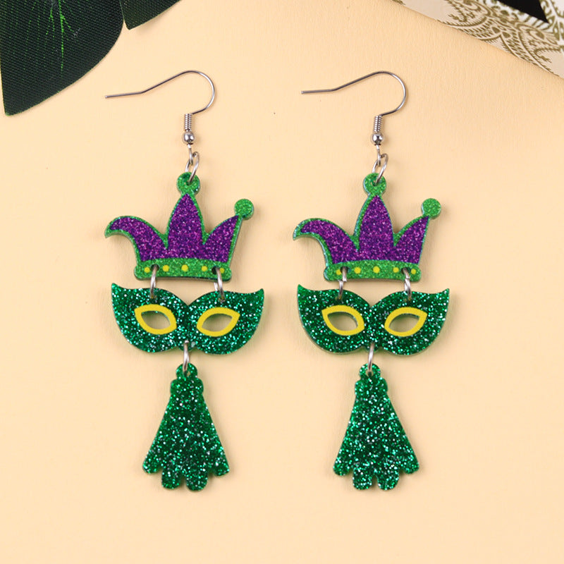 Wholesale Carnival Mask Crown Hat Acrylic Earrings