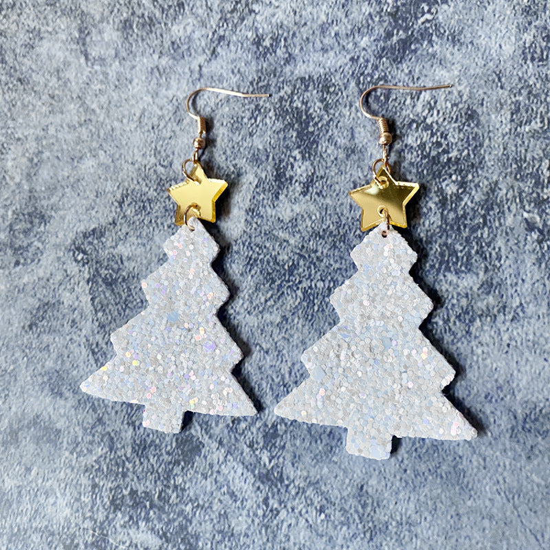 Wholesale Christmas Glitter Gretel Leather Acrylic Earrings