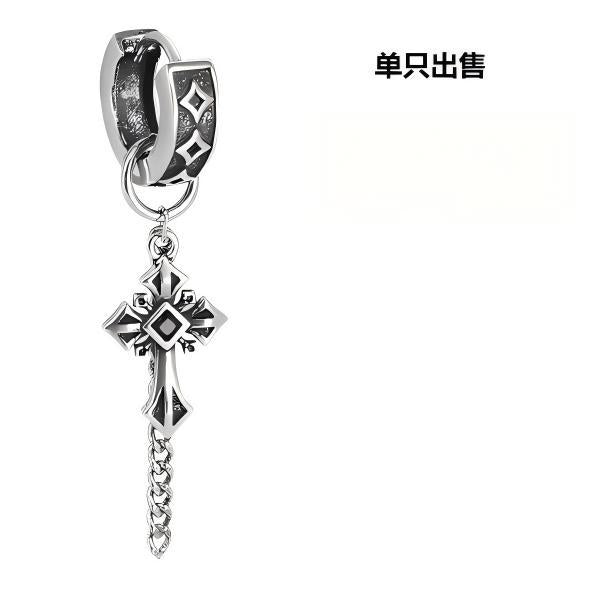 Wholesale Gothic style retro distressed dark cross tassel earrings
