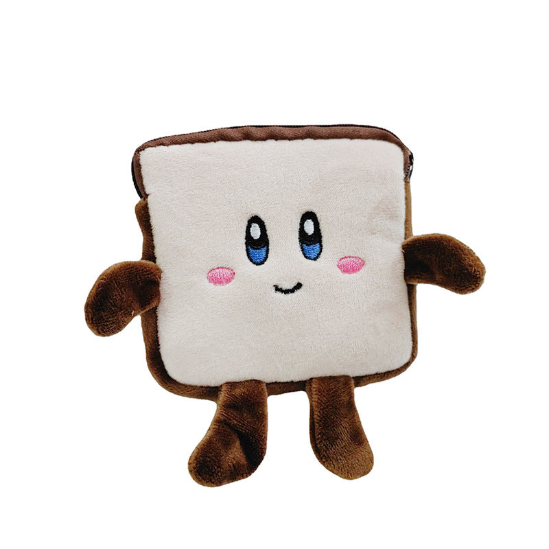 Wholesale Square Toast Coin Purse Storage Bag Creative Plush Mini Wallet