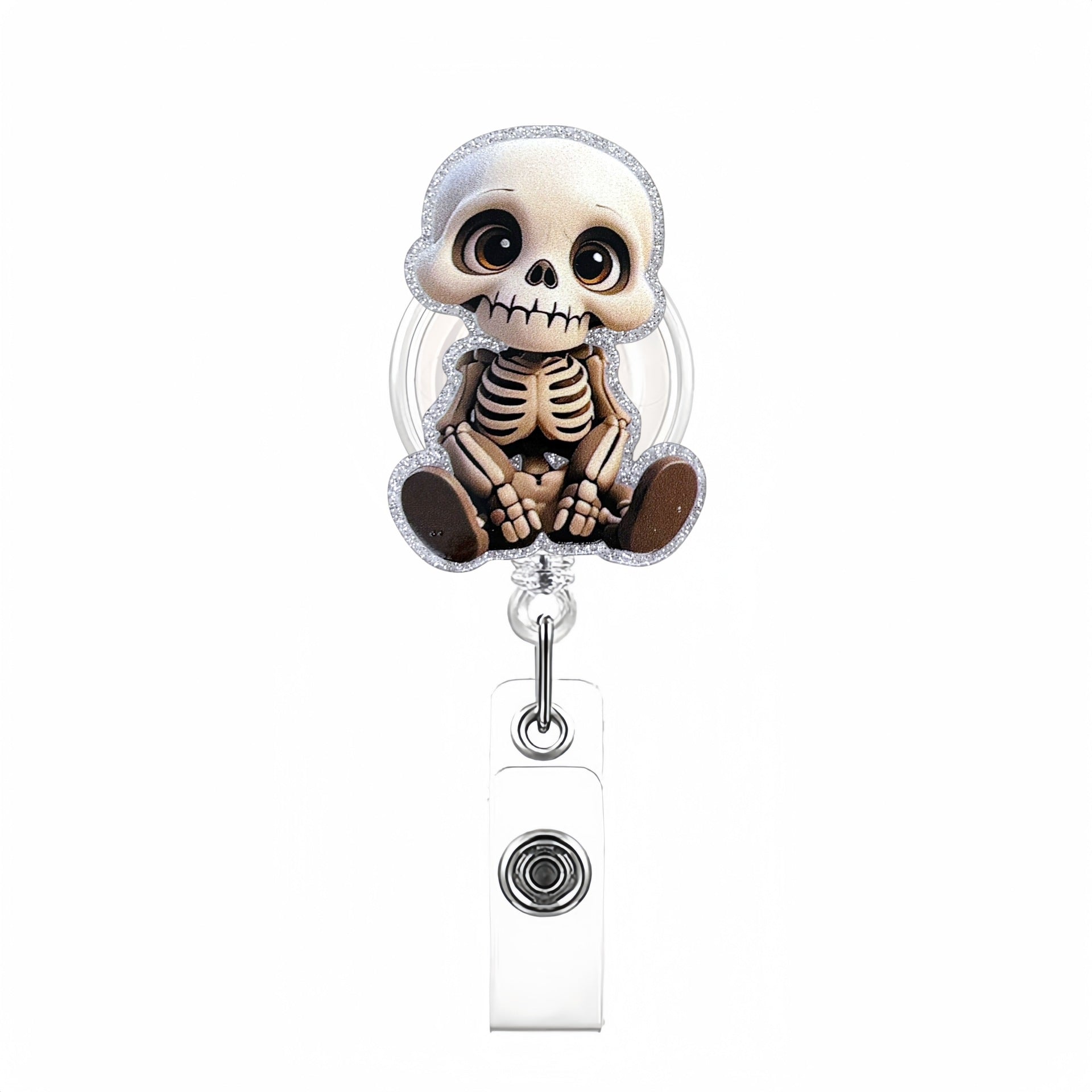 Wholesale Blackened Skeleton Medical Easy Pull Buckle  Badge Reels