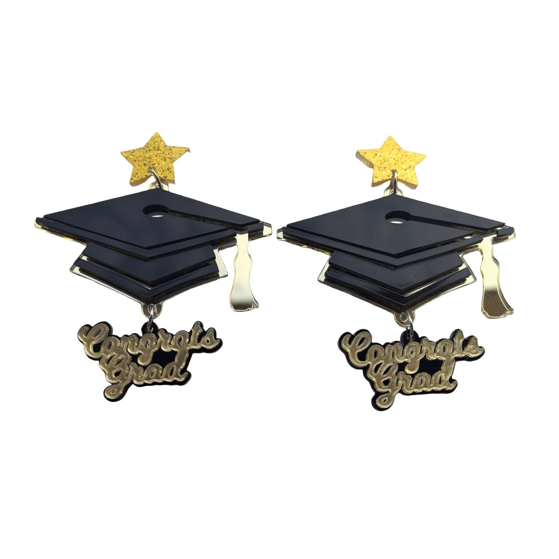 Wholesale  2PCS/Pack Graduation Season Doctor Hat Graduation Master Hat Earrings congrala grad English Letter Earrings