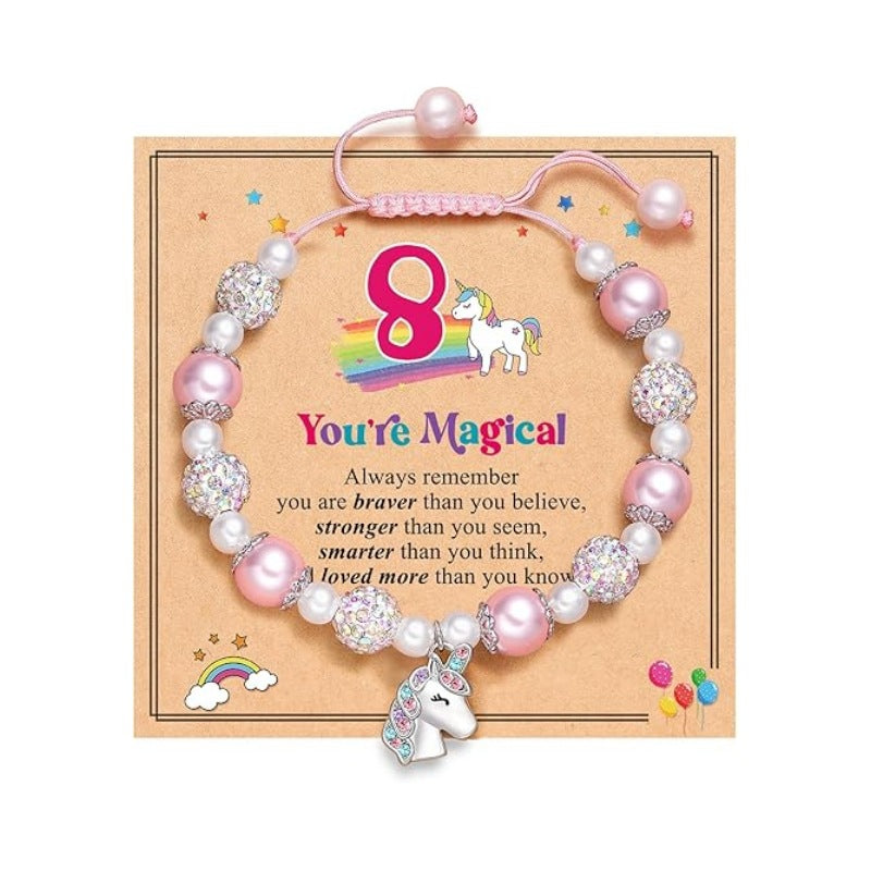 Wholesale Knitted pearl adjustable salamander unicorn pendant bracelet