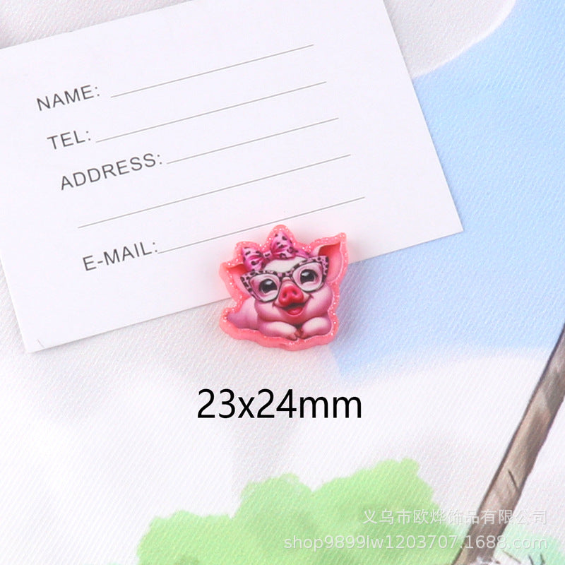 Wholesale 10pcs glitter cartoon straight-hole DIY acrylic beads OLY Exclusive