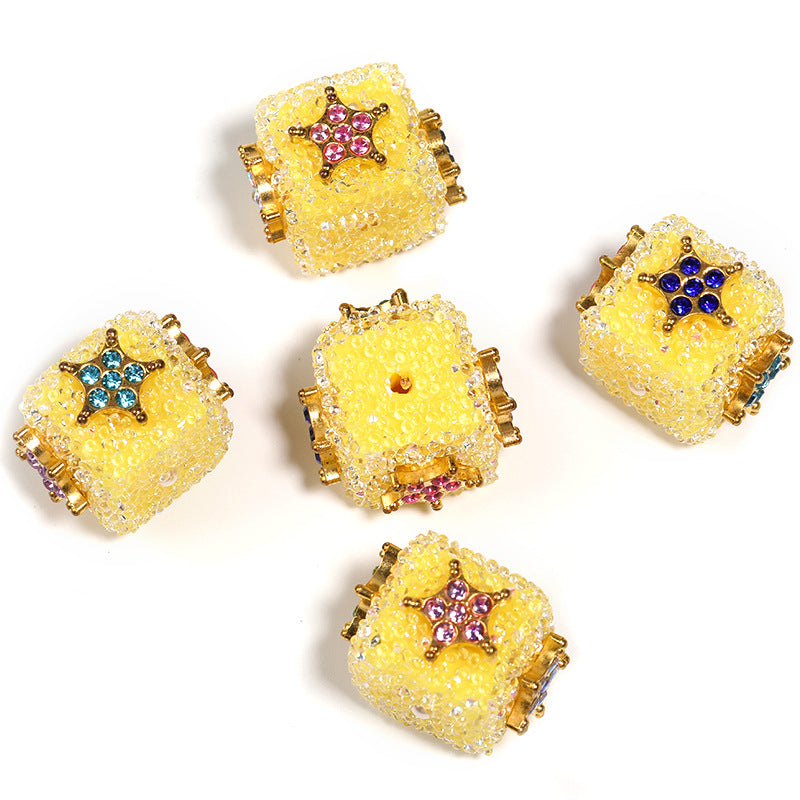 Wholesale 5pcs Diy Heavy-duty Soft Sugar Rhinestone Five-pointed Star Square Beads