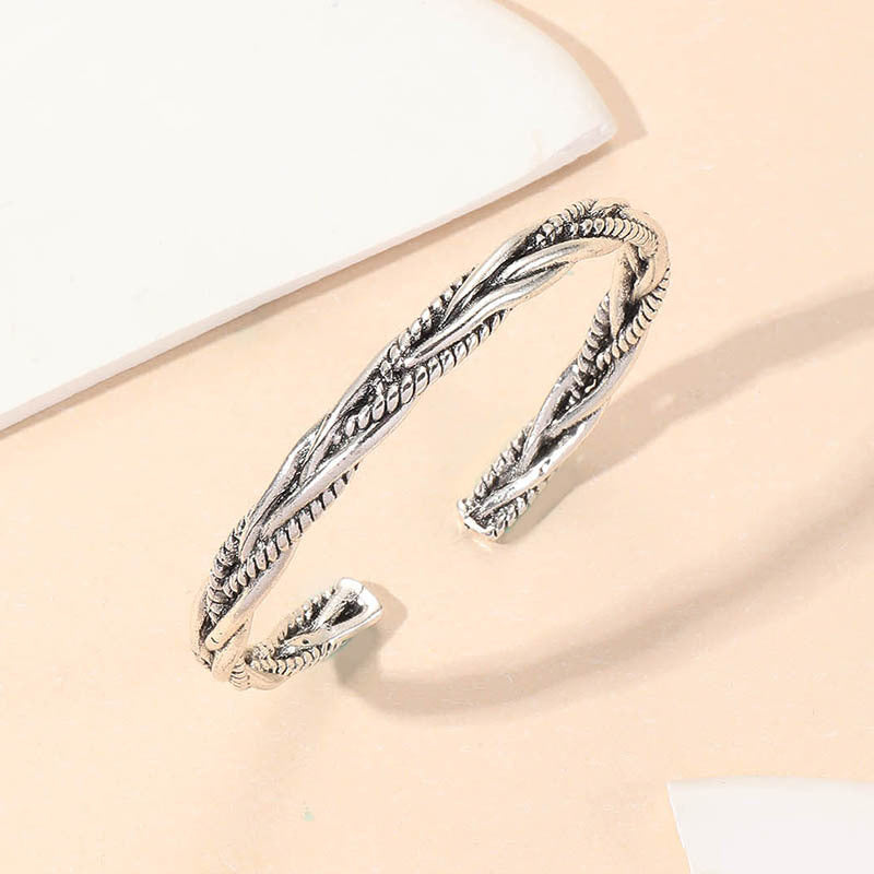 Wholesale Braided twist open alloy electroplating men's bracelet
