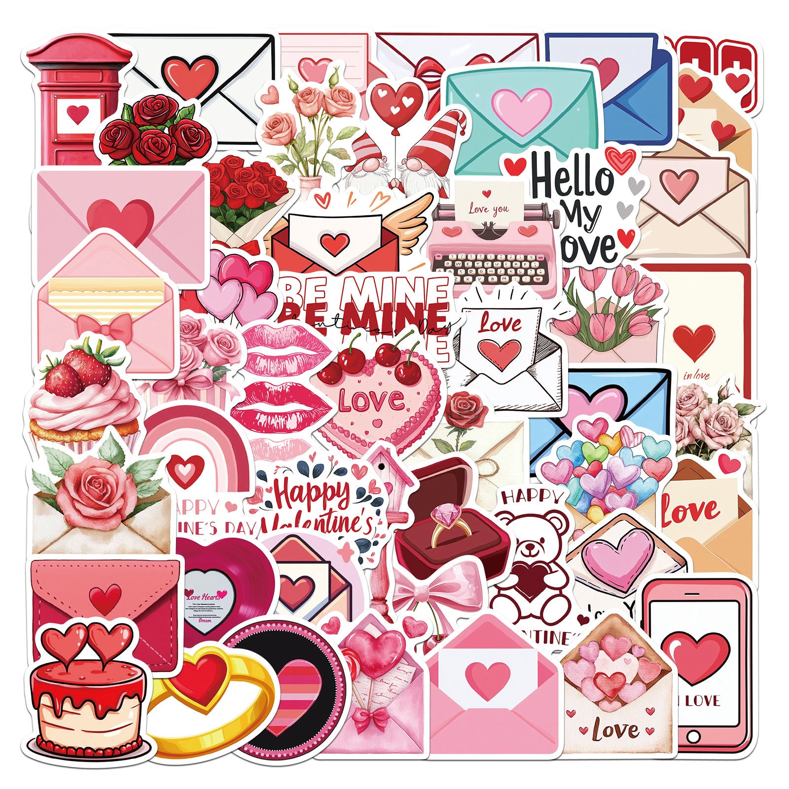 Wholesale  50pcs Valentine' s Day Love Cartoon  Stickers