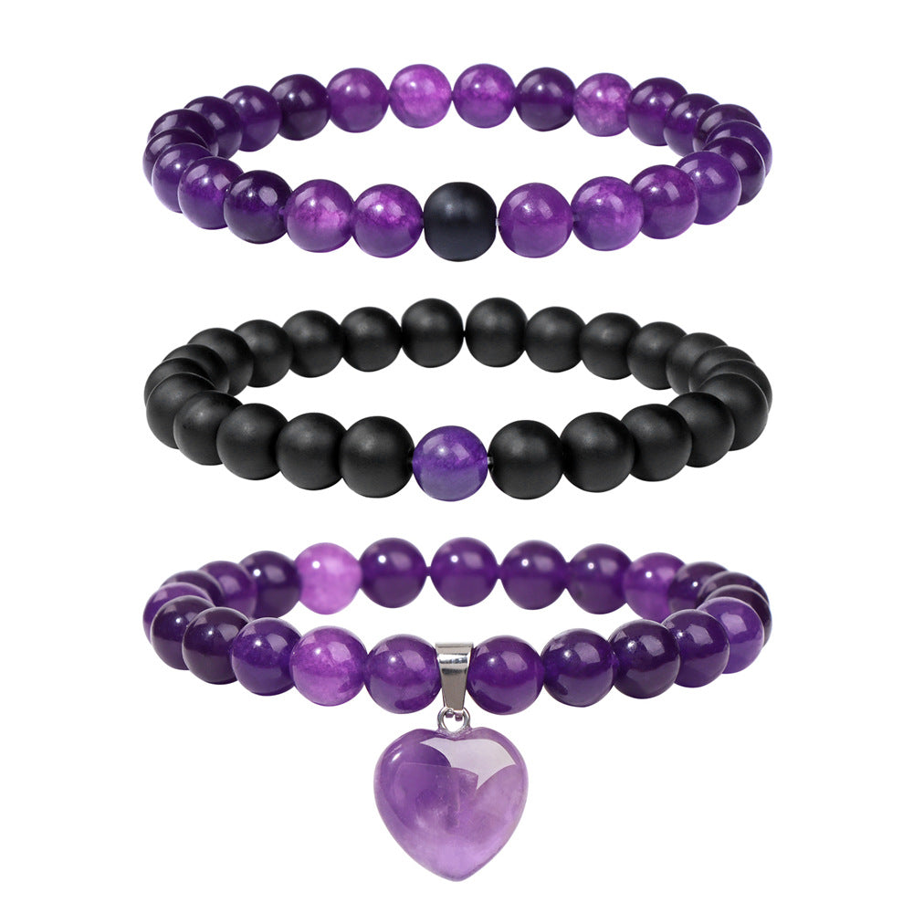 Amethyst natural de amatista al por mayor Amethyst Bead Bead Love Pending Combination Bracelet